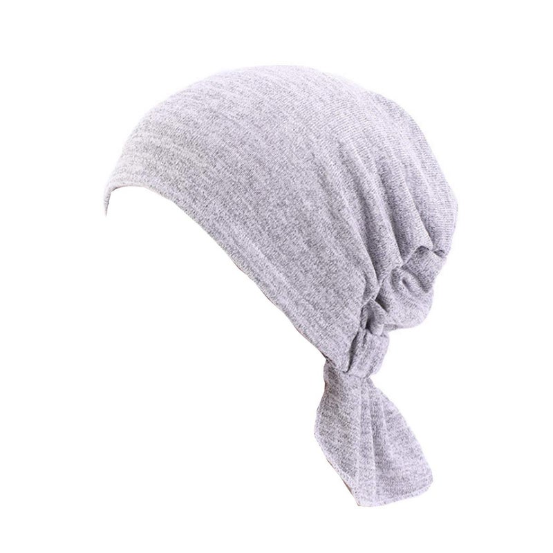 Ever Fairy 3 Colors Chemo Cancer Head Scarf Hat Cap Ethnic Cloth Print Turban Headwear Women Women's Ruffle Beanie Scarf (Grey-Khaki-Bean Paste) - Image 3